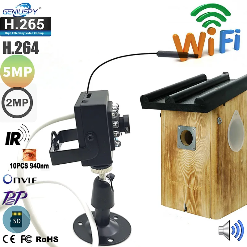 Extremisten Uitrusting waarom Camhipro 2MP 5MP Hd Sd kaart Ingebouwde Audio Video 940nm Ir Nachtzicht  Wifi Draadloze Ip Vogelhuisje Camera met Dubbele  Beugel|Beveiligingscamera´s| - AliExpress