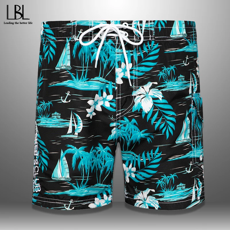 

Quick Dry Mens Beach Shorts Summer Sailboat Printing Swimwear Surf Briefs Men Swimming Trunks Swim Board Shorts Male Beachwear