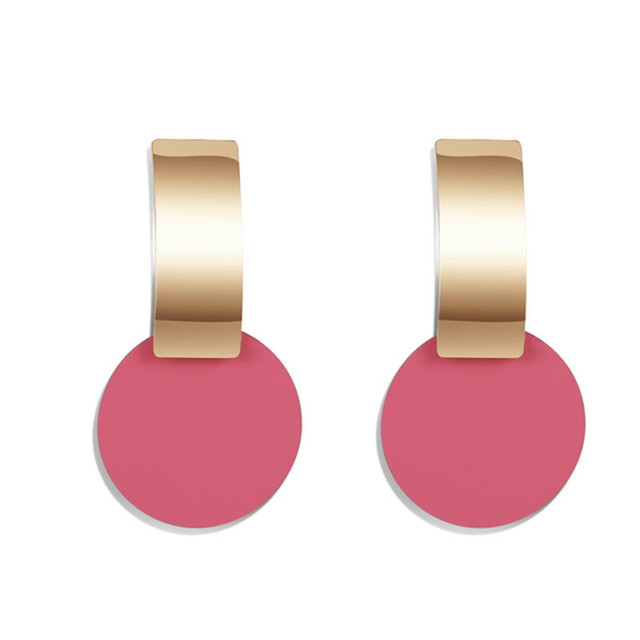 New Korean Acrylic Pink Geometric Earrings for Women Cute Romantic Round Flower Heart Candy Color Fashion Jewelry Brincos