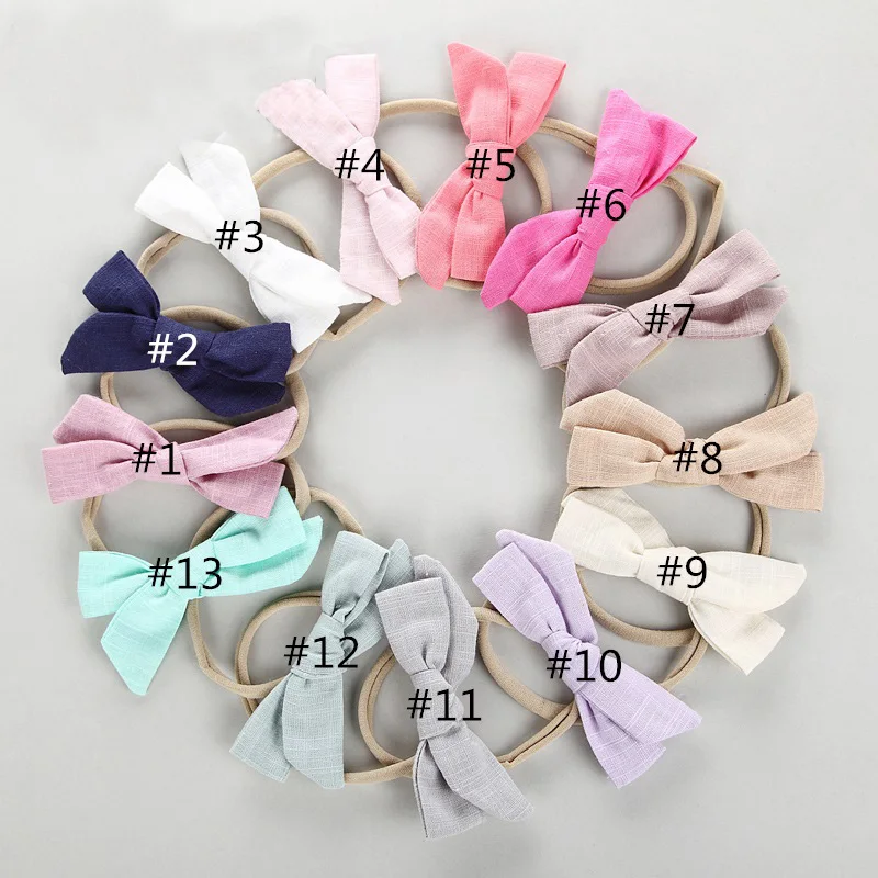 

13pcs/lot Girls Nylon Headbands 10*5cm Bows HeadBand Elastic Bowknot Hairband for Children Toddler Hair Accessories Headwear