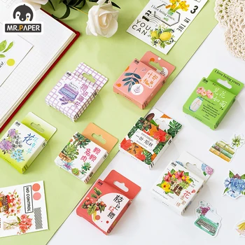 

Mr.paper 8 Styles 50pcs Stickers Paste Plant Style Flower Butterfly Plant Creative Bullet Journal Scrapbooking Deco Stickers