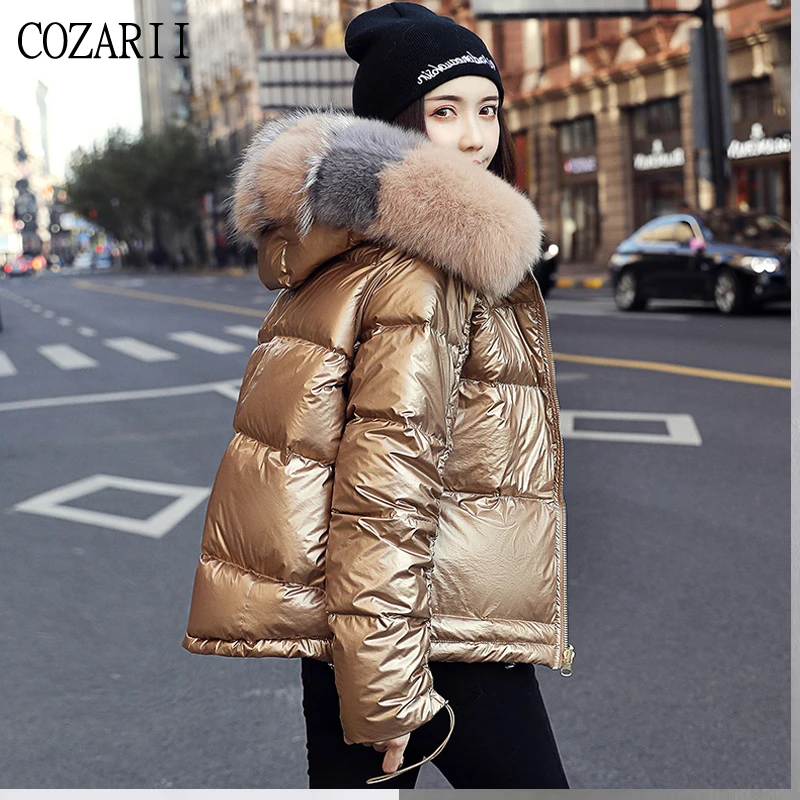 

2019 Winter Jacket Women White Duck Down Jacket Big Aritificial Fur Outwear Waterproof Loose Coat Thick Warm Down Parka
