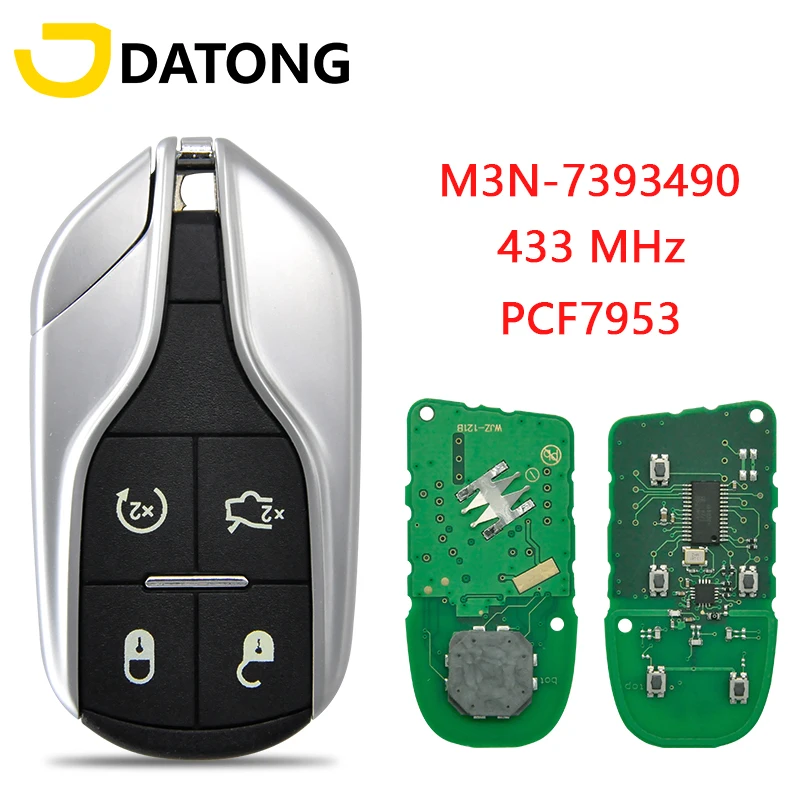 Datong World Car Remote Control Key For Maserati Quattroporte Ghibli FCCID M3N-7393490 ID46 PCF7953 Chip 433MHz Keyless Entry | Автомобили