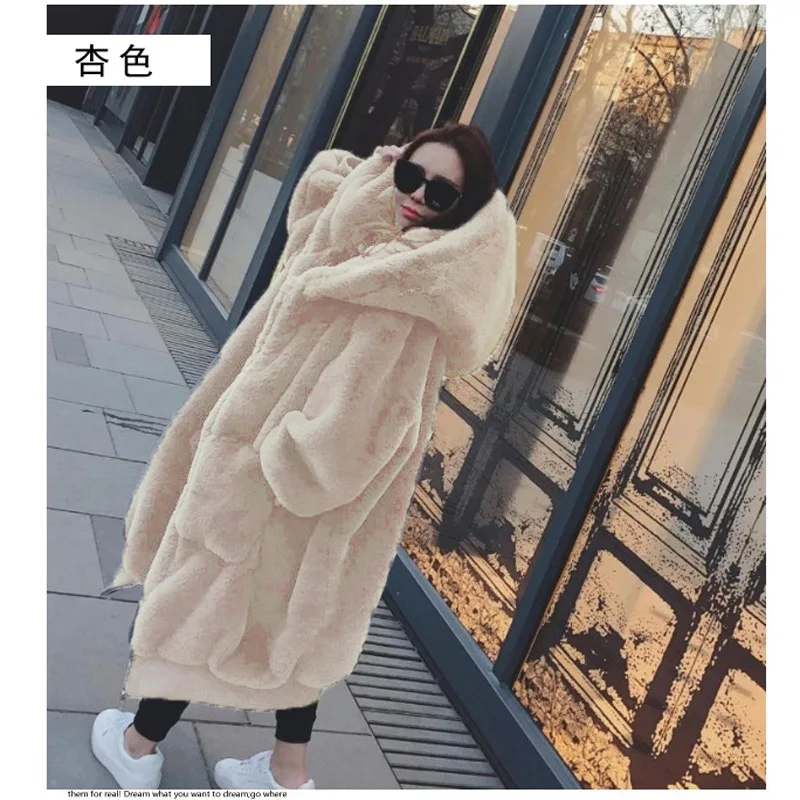 Winter Oversized Faux Fur Loose Coat Women Parka Long Warm Jacket Coats Hoodies Outwear Hooded Fluffy Coat long black puffer Coats & Jackets