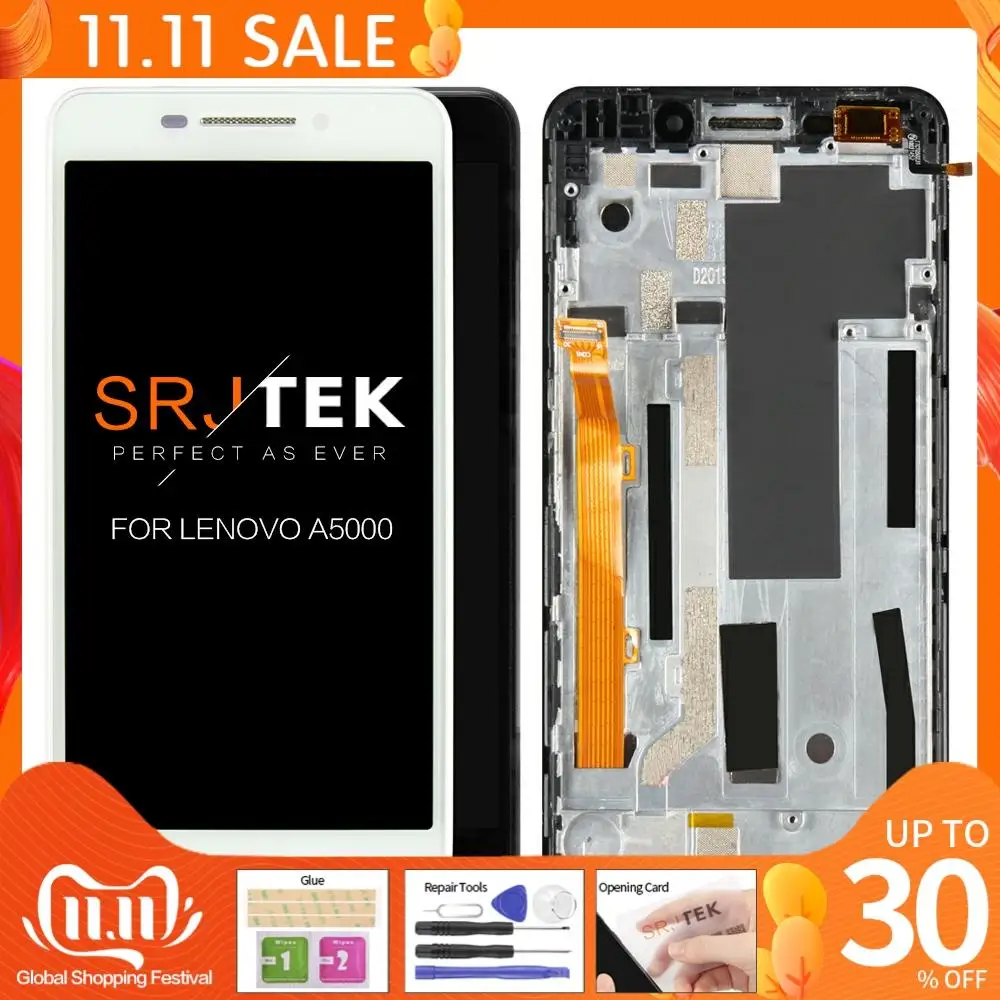 ЖК дисплей для LENOVO A5000 5 дюйма с сенсорным экраном дигитайзер в сборе запчасти
