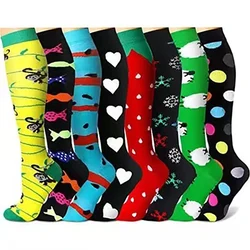 Men Women Socks Compression Socks Elastic Sports Beautiful Leg Nurse Stocking Jogging Climbing Cycling Monkey Sheep Strawberry