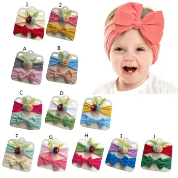 

2 2 Pack Baby Girl Nylon Bow Headbands Elastic Head Band Hairbands Newborn Soft Head Wraps Turban Knot Hair Hoops Toddlers Girls