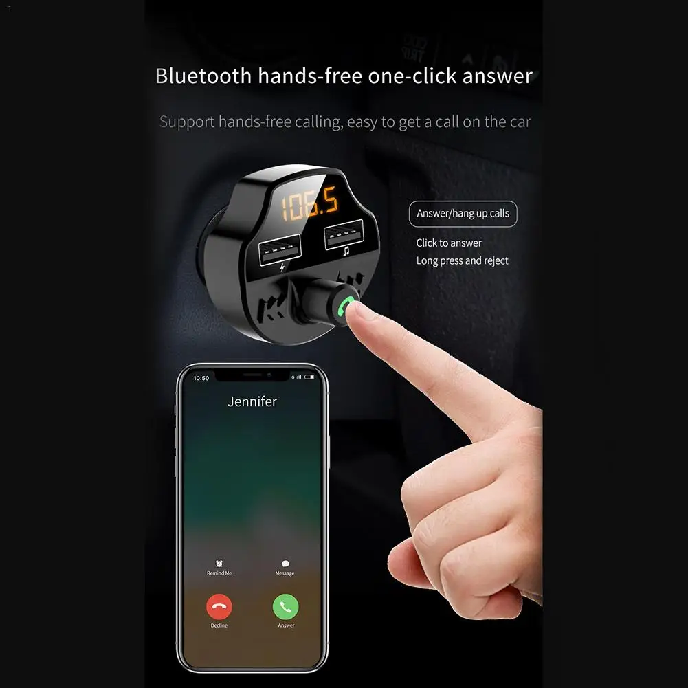 Автомобильный Bluetooth плеер Музыкальный fm-передатчик USB быстрое зарядное устройство авто fm-передатчик радио трансмиссор MP3 музыкальный плеер Автомобильный Аудио# 5YL