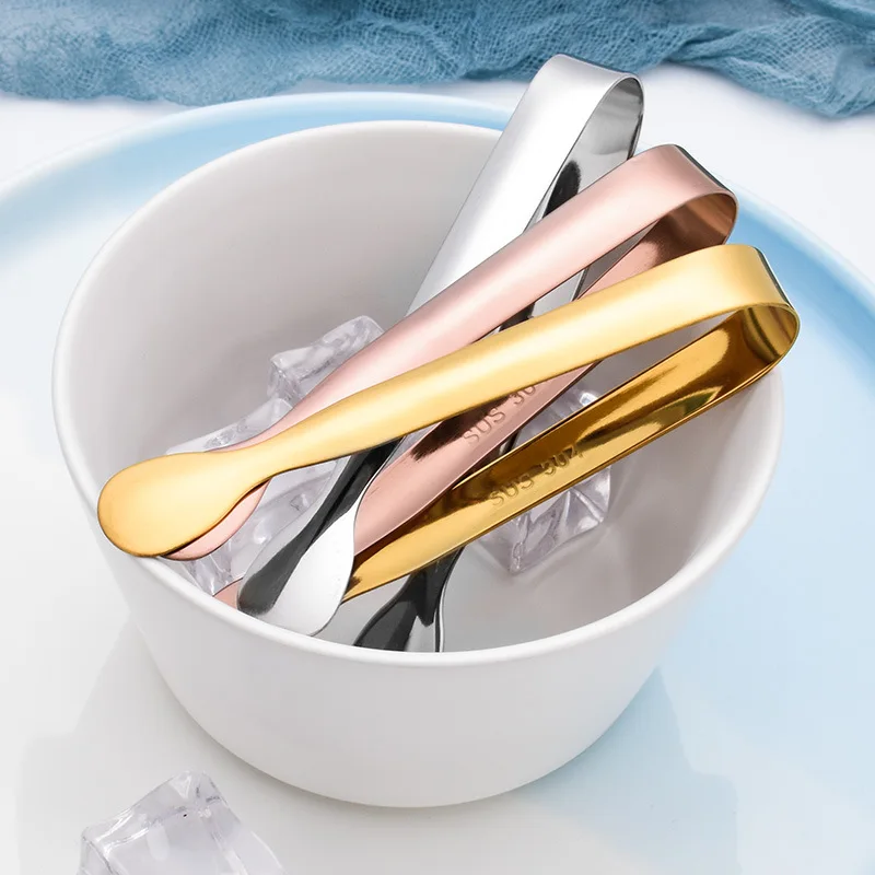 Stainless Steel Ice Cube Clip Ice Tong Bread Food BBQ Clip Barbecue Clamp Tool Bar Kitchen Accessories 10.8cm