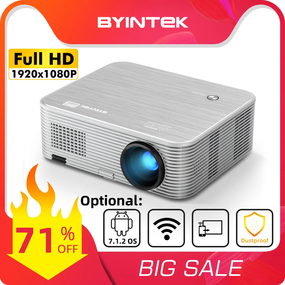 BYINTEK K15 1080P Smart Android Full HD 4K 300 дюймов Wifi лазерный 3D светодиодный Видеопроектор для