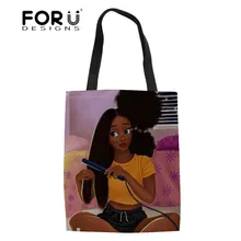 FORUDESIGNS/черные Волшебные хозяйственные сумки для девочек, африканская сумка на плечо, женские холщовые сумки, женская Экологичная сумка-шоппер, сумка Bolsa