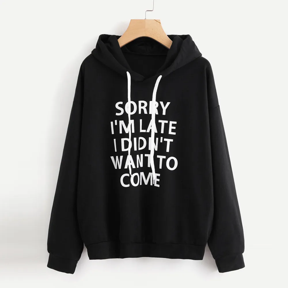 JAYCOSIN Fashion Women O-Neck Hoodie Jumper Long Sleeve Letter Print Unique Beautiful Chic Comfortable Pullover Hoodie Top