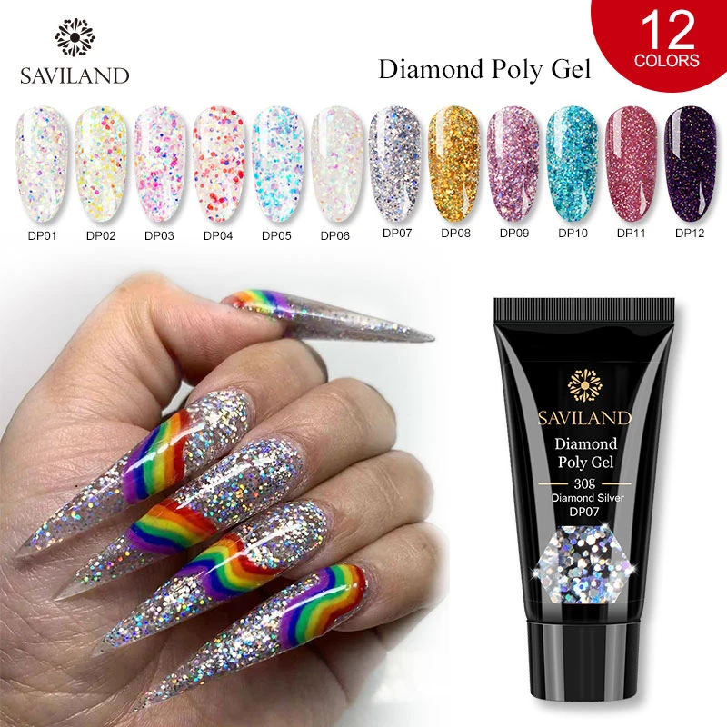 Saviland Color Diamond Poly Nail Gel Glitter Uv Nail Gel Builder Gel Acrylic Soak Off Camouflage Fast Nail Extension Jelly Gel Nail Gel Aliexpress
