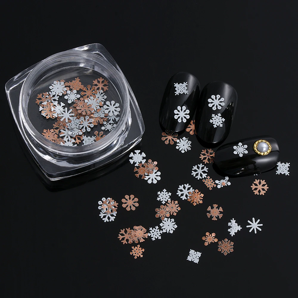 

1 Bottle Hollow Out White Nail Glitter Sequins Snow Flakes Mixed Design Decorations for Nail Arts Pillette Nail Accessories