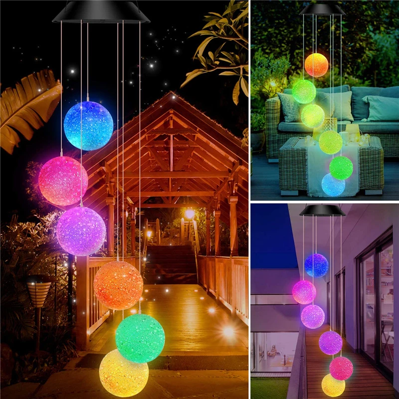solar stake lights Colorful Changing Wind Chime Light Waterproof Hummingbird Butterfly Wind Bell Lamp solar post cap lights