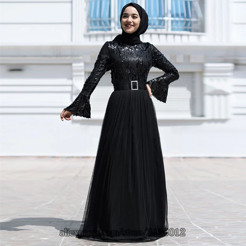 Sequin Abaya Dubai Muslim Dress Hijab Evening Dress Kaftan Caftan Turkish Dresses Robe Islam Clothing Kleding Abayas For Women