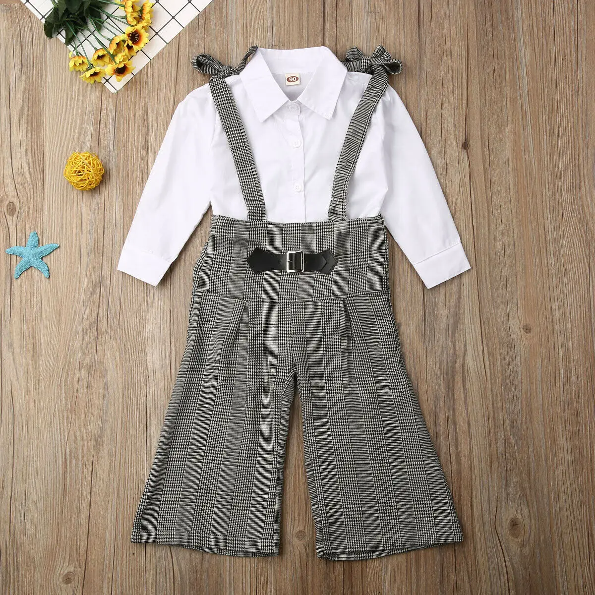 

Autumn Clothes Toddler Baby Girl Clothes Tops T Shirt Plaids Pants Casual Outfits 2PCS Children Set