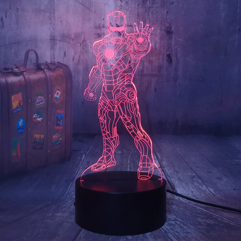 Мстители Железный человек 3D RGB светодиодный ночной Светильник Multi Цвет 7 цветов