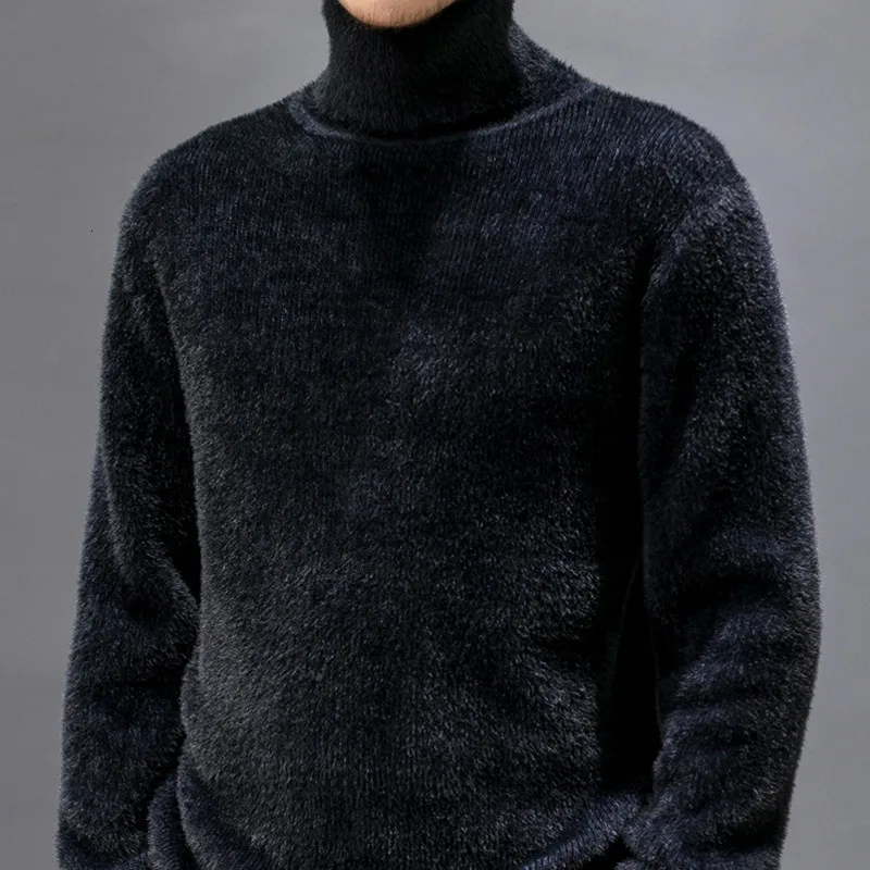 Зимние водолазки, мужские свитера тонкий теплый модный однотонный Повседневный вязаный пуловер мужской свитер с длинными рукавами мужская одежда