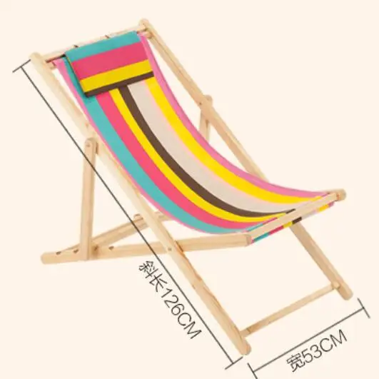 Твердые деревянные складные пляжные шезлонги открытый портативный шезлонг с подушкой - Цвет: Многоцветный