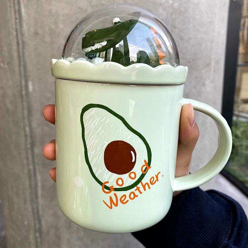 Бытовая кружка с крышкой и ложкой милая мягкая симпатичная керамическая чашка