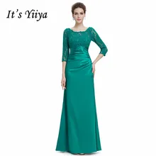 It's Yiya вечернее платье с круглым вырезом, кружевное платье русалки, женские вечерние платья, три четверти, рукав, полый, длина до пола, Robe de Soiree C425