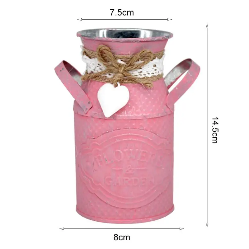 Simple Iron Vase Flower Pot Planter Pastoral Style Crafts Home Ornaments
