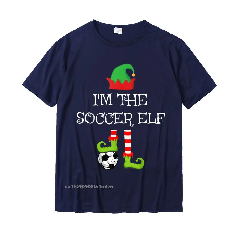 3D Printed Pure Cotton Tops Tees for Men Cool T Shirts Funny 2021 Hot Sale Round Collar T Shirt Short Sleeve Wholesale Im the Soccer Elf Matching Family Group Christmas T-Shirt__5255 navy