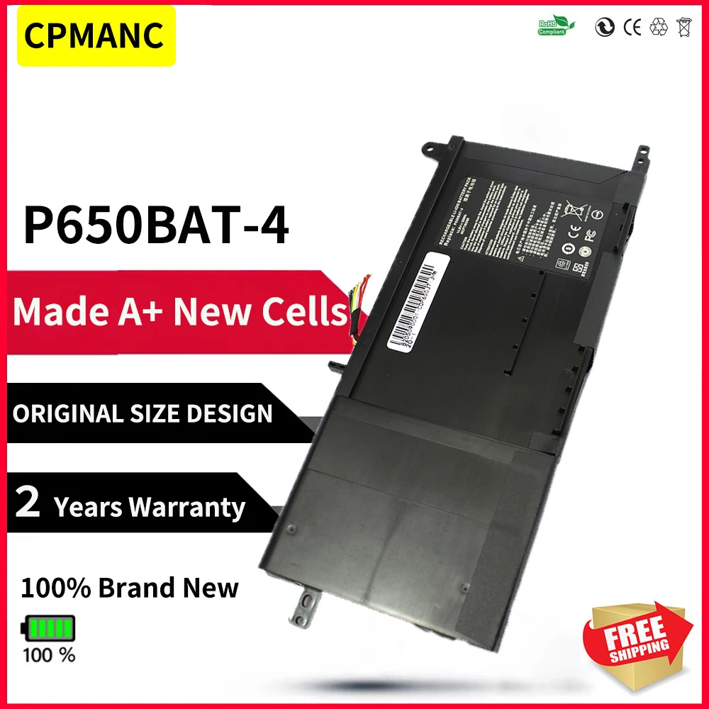 Cpmanc P650bat4 P6mbat-4 687-p650s-4252 Bateria do Portátil para Clevo P650sg P651sa P655ra P671se P670rg P651rg P671re3
