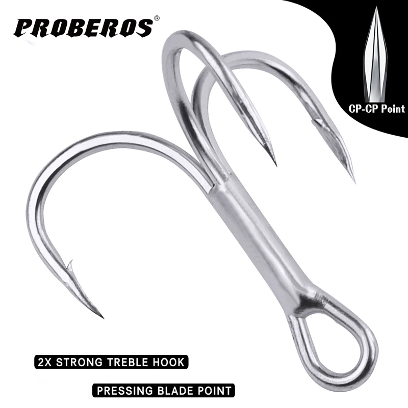 Description Picture 2 of itemPROBEROS 10Pcs/lot Saltwater Fishing Hooks Treble Hooks 1#-2#-4#-6#-8#-10#-12#-14#-1/0#-2/0#-3/0# High-Carbon Steel Fishhooks
