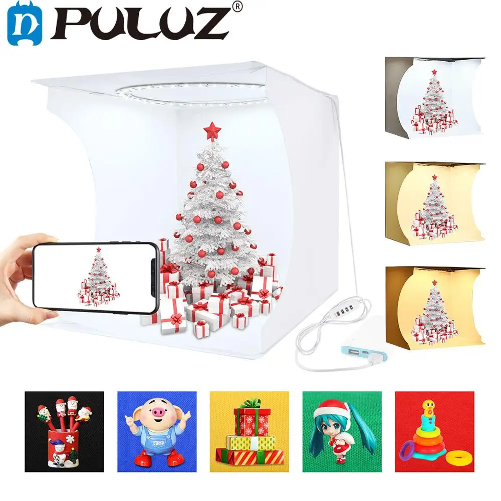 PULUZ 20/30cm lightbox Mini Foldable Photo Studio Box Photography LED Ring Lightbox Studio Shooting Tent  kit& 6 Color Backdrops
