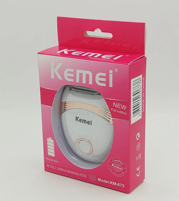 with box Kemei 673, мини Машинка для удаления волос, Женская бритва, женский эпилятор, для лица, бикини, руки, ноги, триммер, Depilador, для женщин, для ухода за телом, волосы - Цвет: with box
