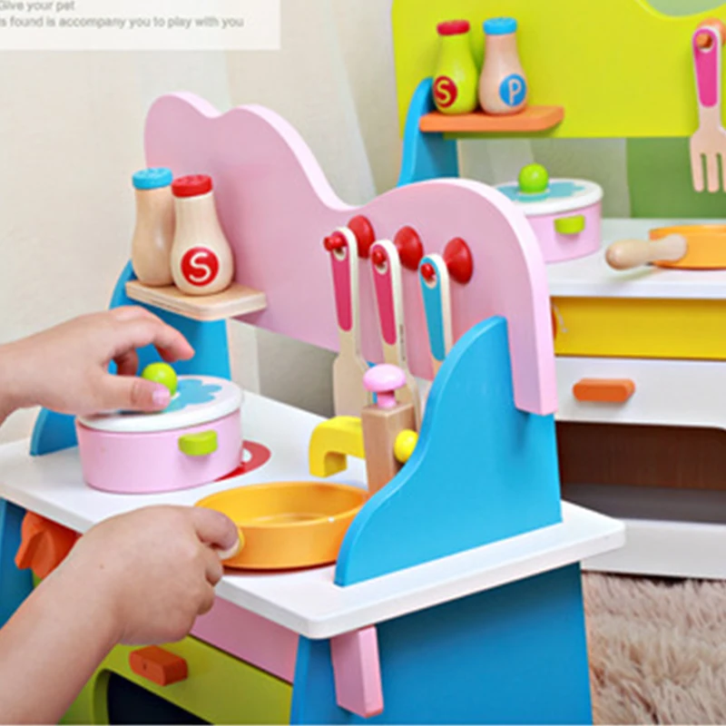 Baby wooden toys wooden kitchen toys cooking role-playing toys real life stove toys baby puzzle table games children gifts