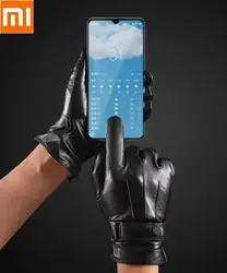 Xiaomi Qimian, теплые перчатки из овечьей кожи с сенсорным экраном, Нескользящие Модные мужские и женские шерстяные перчатки на весь палец