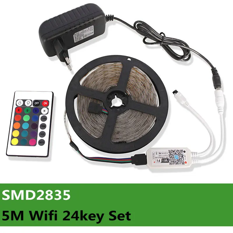 5M Wifi Set 5 м 10 м 15 м WiFi Светодиодная лента работает с Amazon Alexa Google Home SMD 2835 12 В RGB лента Светодиодная лента световой полосы Bluetooth набор адаптера - Испускаемый цвет: 5M Wifi Set