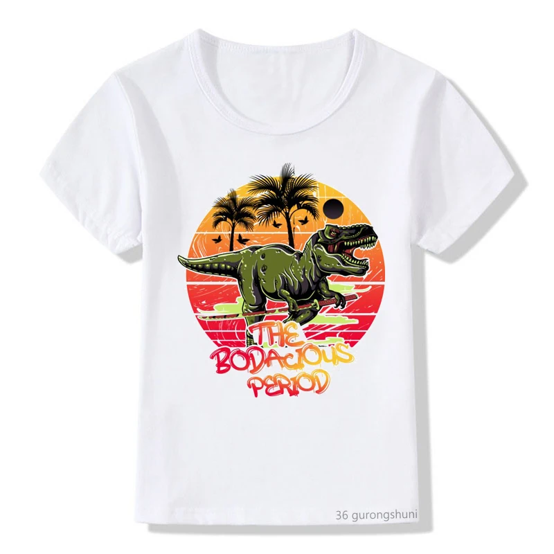 

Funny and Cute Dinosaur Pattern Print Kids T-shirt Cartoon Anime Boys Girls Summer Tops Harajuku T Shirt New Shirt Wholesale
