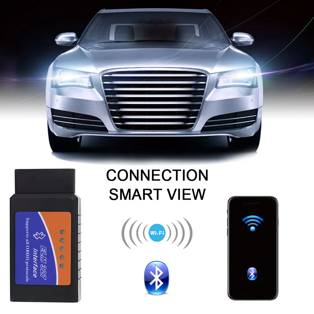 Автомобильный OBD2 ELM327 V1.5 Bluetooth/wifi автомобильный диагностический инструмент ELM 327 OBD Код считыватель чип PIC18F25K80 работает для Android/IOS/Windows