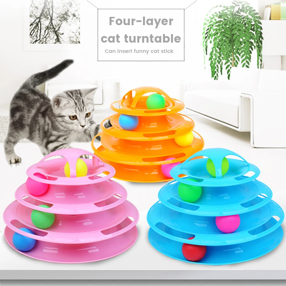 

Four Levels Pet Cat Toy Tower Tracks Disc Cat Intelligence Amusement Triple Pay Disc Cat Toys Ball Training Amusement Plate