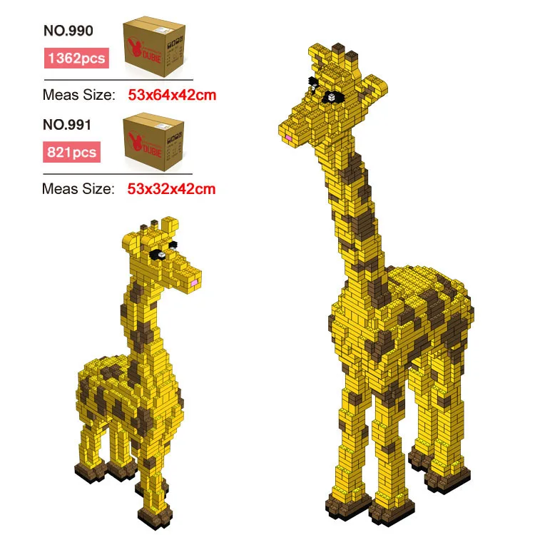 

Wange Large Particles Giraffe Toy Building Blocks Zoo Shopping Mall Showroom Customizable Creative Assembled Toys 991