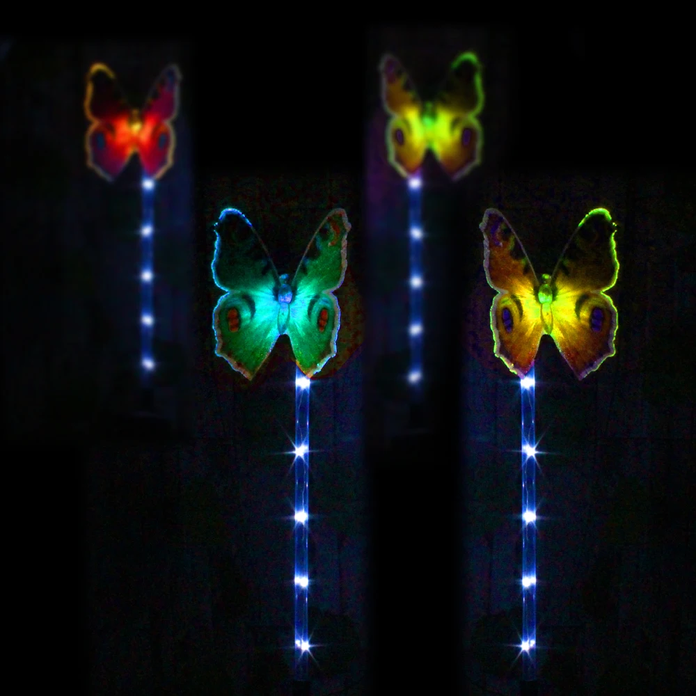 

4 Pack Multi Color-Changing Butterfly LED Party LED Home Decor Solar Garden Stake Light Luminous Butterfly Party Room Decoration
