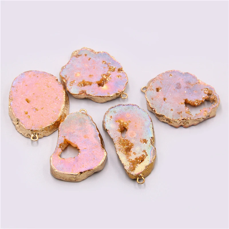 Натуральный розовый кварц ожерелье кулон розовый камень кулон agates Druzy Подвески драгоценные камни ручной работы ювелирные изделия камень маятниковая подвеска ожерелье оптом