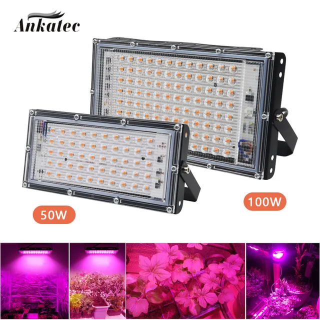 Led Grow Light Ac220V 50W 100W Teljes Spektrumú Fito Lámpa Üvegházhatású Hidroponikus Növények Növekedési Megvilágítása