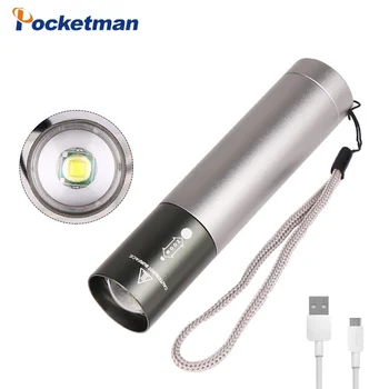 

T6 LED Torch Zoomable LED Flashlight Waterproof Lanterna with Built-in 18650 Powerful USB Rechargeable Linterna