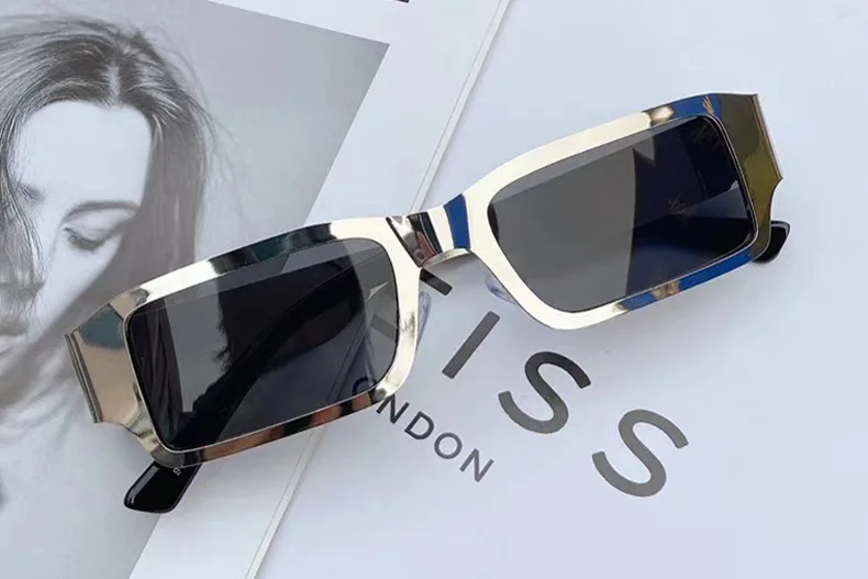 2022 New Fashion Modern Square Sunglasses Women Vintage Metal Punk Sun Glasses Men Hip Hop Shades Female Show Oculos Feminino