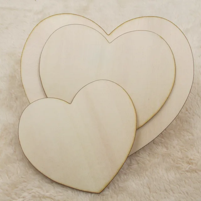 100pcs 100mm Wood Heart Blank Wooden Heart Embellishments With