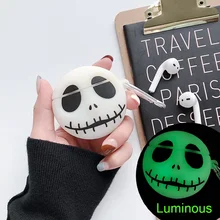 Светящийся силиконовый чехол для наушников на Хэллоуин для Apple Air Pods 1/2, чехол для наушников с рисунком страшного Призрака с крючком