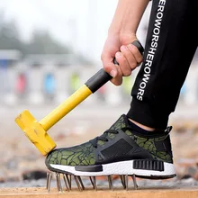 Pui/Мужская Рабочая защитная обувь со стальным носком; Мужская Легкая спортивная Нескользящая повседневная обувь; дышащая защитная обувь