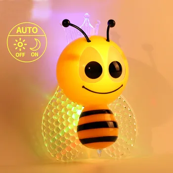 

Children Night Lights LED Bee Cartoon Night Lamp Sensor Lovely Cute Wall Lamp Babybedroom Decor EU Plug Kid Gifts Colorful Lampe