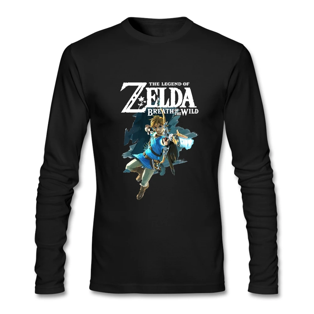 Футболка The Legend of Zeldar Мужская Топ с длинным рукавом круглый вырез органический