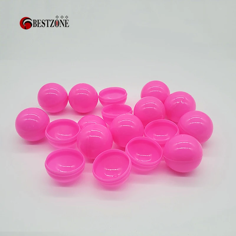 20Pcs 38MM Macaron Fluorescent Pink Plastic Surprise Ball Capsules Toys Empty Kids Funny Split Egg Kids Gift For Vending Machine